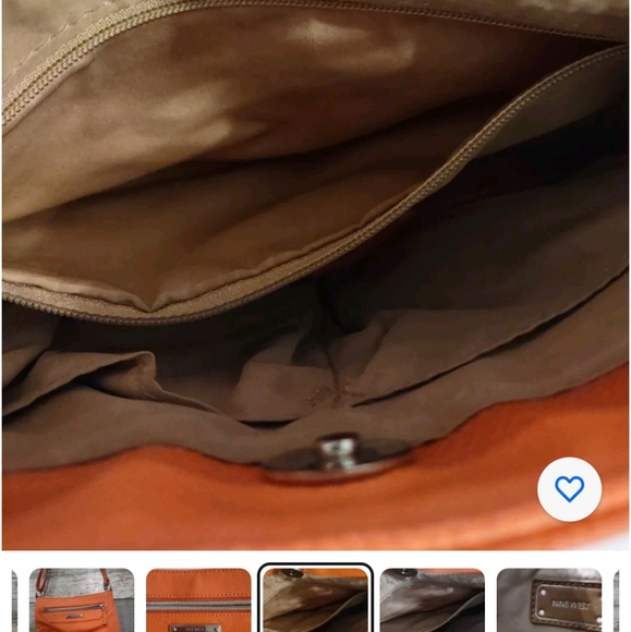 Nine West Womens Orange Coral Faux Leather Crossbody Purse Shoulder 10 x 7.5 in - Picture 6 of 11